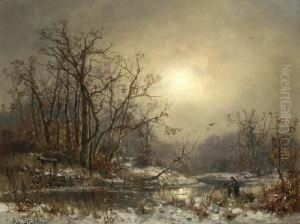 Winterliche
 Bachlandschaft.