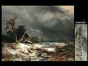 Winterlandschaft Vor Aufziehendem Gewitter Winterlandschaft Vor Aufziehendem Gewitter