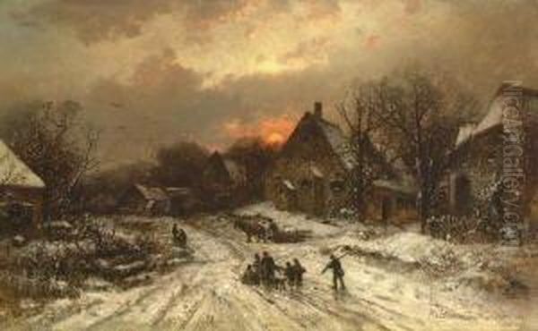 Winterliches Dorf Im
 Abendlicht. - view 1