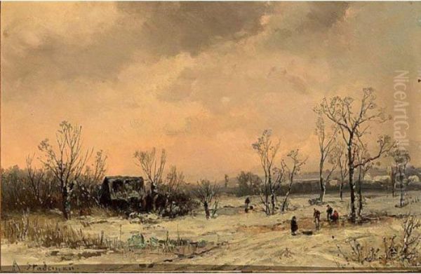Figures In A Winter Landscape - view 1