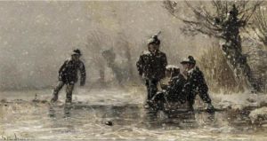 Skating In The The Blizzard by Adolf Stademann