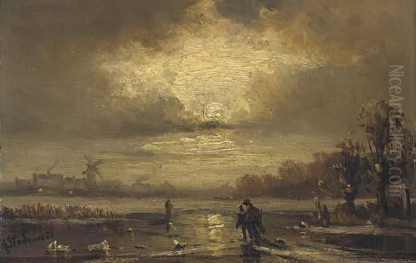 Skaters On A Moonlit River - view 1