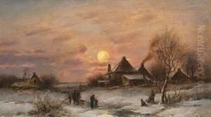 Winterlandschaft In Der
 Abenddammerung.