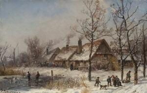 Wintervergnugen Vor Dem
Dorf. by Adolf Stademann