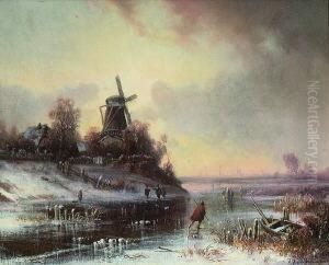 Hollandische
Winterlandschaft by Adolf Stademann