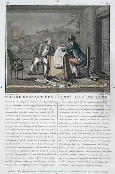 Charles, Chevalier de Folard 1699-1751 instructs the Count of Saxony 1696-1750, engraved by Jean Baptiste Morret fl.1790-1820, 1790 - view 1