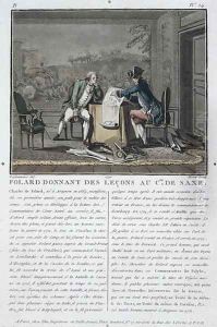 Charles, Chevalier de Folard 1699-1751 instructs the Count of Saxony 1696-1750, engraved by Jean Baptiste Morret fl.1790-1820, 1790