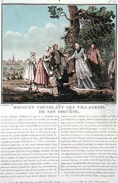 Jacques Benigne Bossuet 1627-1704 consoles the villagers of his diocese, engraved by Jean Baptiste Morret fl.1790-1820, 1790 - view 1