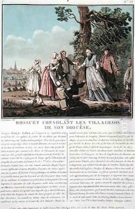 Jacques Benigne Bossuet 1627-1704 consoles the villagers of his diocese, engraved by Jean Baptiste Morret fl.1790-1820, 1790 by Jacques Francois Joseph Swebach