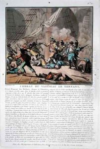Combat on board the ship Tonnant, engraved by Jean Baptiste Morret fl.1790-1820 1789 2
