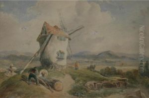 Figures At A Windmill by William Clarkson Stanfield