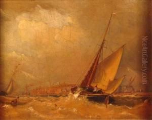 Fishing Boats On A Stormy Sea by William Clarkson Stanfield