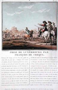 The Taking of Luxembourg by Francois de Crequi c.1620-78, 1684, engraved by Jean Baptiste Morret fl.1790-1820, 1790 by Jacques Francois Joseph Swebach