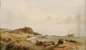 Fishermen Bringing A Boat Ashore