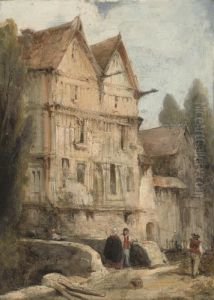 Figures Before A House by William Clarkson Stanfield