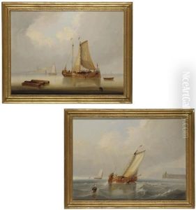 Dutch Pincks In Calm Waters; And Dutch Pincks In Choppy Waters by William Clarkson Stanfield