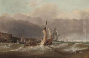 A Fishing Smack In A Heavy Swell At The Harbour Mouth