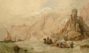 Follower Of Clarkson Stanfield
Ra -- 'citara, Gulf Of Salerno'; Watercolour, Bears Initials, Bears
Paper Label Attached To The Reverse Of The Frame, 15x24cm by William Clarkson Stanfield