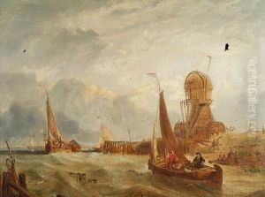 Fishing Vessels Off A Harbour Mouth by William Clarkson Stanfield