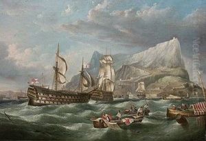 The Towing Of Hms Victory Into Gibraltar.