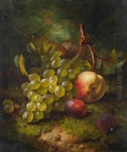Still Life Of Flowers And Fruit On A Mossybank