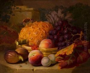 Still Life With Basket Of Fruit Andinsects by Eloise Harriet Stannard