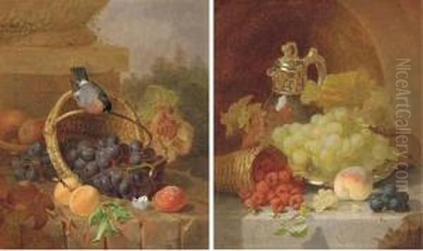 Still Life Of Fruit, A Bullfinch
And A Butterfly; And Still Life Offruit On A Silver Salver With A Jug - view 1
