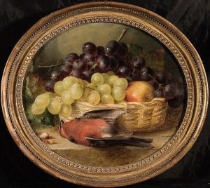 A Still Life Of Fruit In A Basket And A Dead Bullfinch by Eloise Harriet Stannard