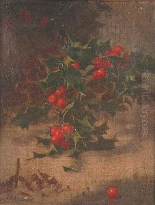 A Set Of Four Paintings Of Fruit And Flowers In Season by Eloise Harriet Stannard