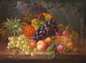 A Still Life Of Fruit With A Pineapple On A Ledge by Eloise Harriet Stannard
