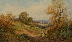 Two Children On A Track Before A Sweepinglanscape by Henry John Sylvester Stannard
