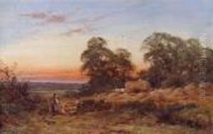 'a Harvest Evening At Chelox Hill by Henry John Sylvester Stannard