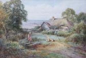 Young Girl By A Rustic Cottage by Henry John Sylvester Stannard