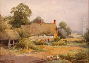 Ducks Before A Country Cottage