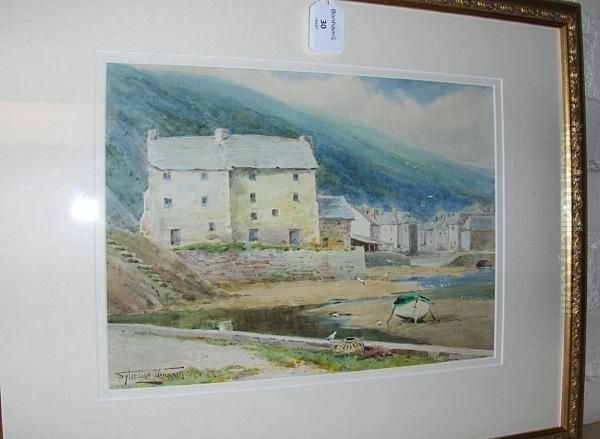 Low Tide In Polperro, Signed, Watercolour - view 1