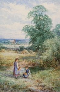 Children Picking Flowers by Henry John Sylvester Stannard