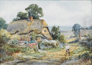 Tending Gardens At Wick, Near Evesham, A Pair by Henry John Sylvester Stannard