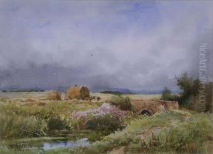 Haycarts Beyond A Stream Signed 10.25 X 14.5in