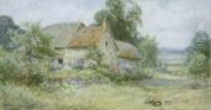 'a Corner Of The Hayfield, Hoseley, Oxon' Signed 8 X 15.25in