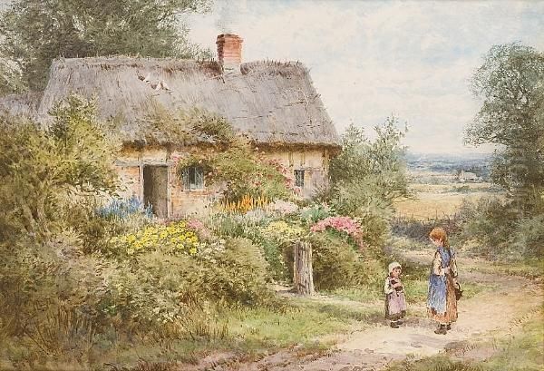 Young Children By The Cottage Gate - view 1