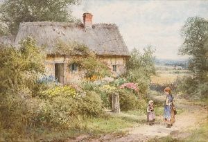 Young Children By The Cottage Gate by Henry John Sylvester Stannard