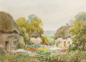 Bletsoe Garden, Bedfordshire; Cottage Scene, Bedfordshire by Henry John Sylvester Stannard