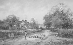 Shephrd Boy And His Flock On A Country Lane Shephrd Boy And His Flock On A Country Lane