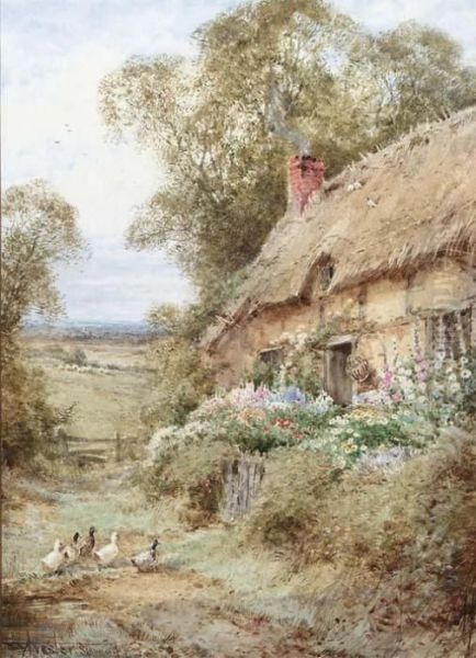 A Country Cottage Near Bedford
With Ducks; And A Bedfordshire Cottage With Chickens Feeding - view 1