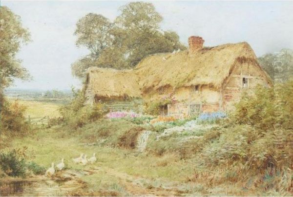 Ducks Outside A Thatched Cottage - view 1
