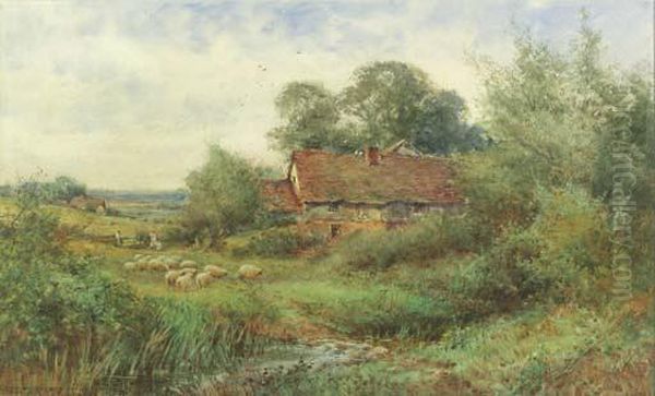 A Cottage Near Flitwick, Bedfordshire With Sheep Grazing In Theforeground - view 1