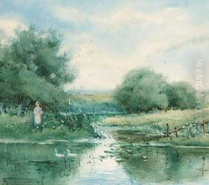 Feeding The Ducks by Henry John Sylvester Stannard