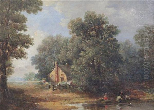 Landscape With Children Playing Beside A Pond - view 1
