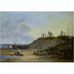 Costal Scene With Fisher Folk by James Stark
