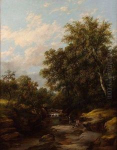 Wooded River View With Anglers Wooded River View With Anglers